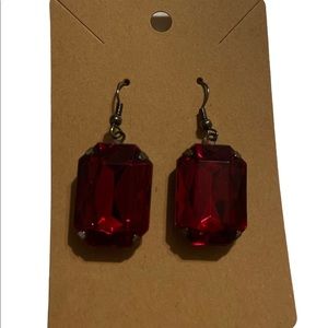Red Dangle Pierced Earrings